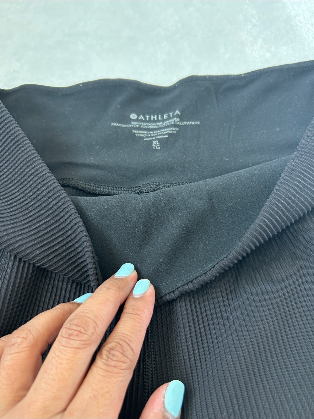Athleta XL Black Salutation Rib Jogger Pants Loungewear Athleisure - Picture 2 of 7